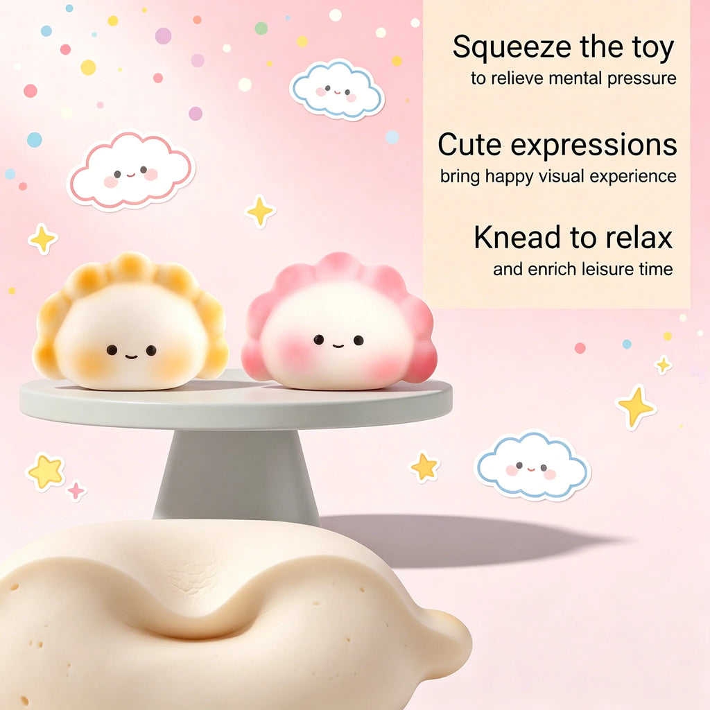 Cute Dumpling Squishy Fidget Toy – Slow Rebound Sensory Cube