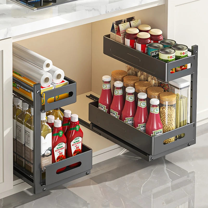 Kitchen Under Sink Shelf Cabinet Drawer Basket Adjustable Bathroom Washstand Under Cabinet Storage Rack Oasis Select
