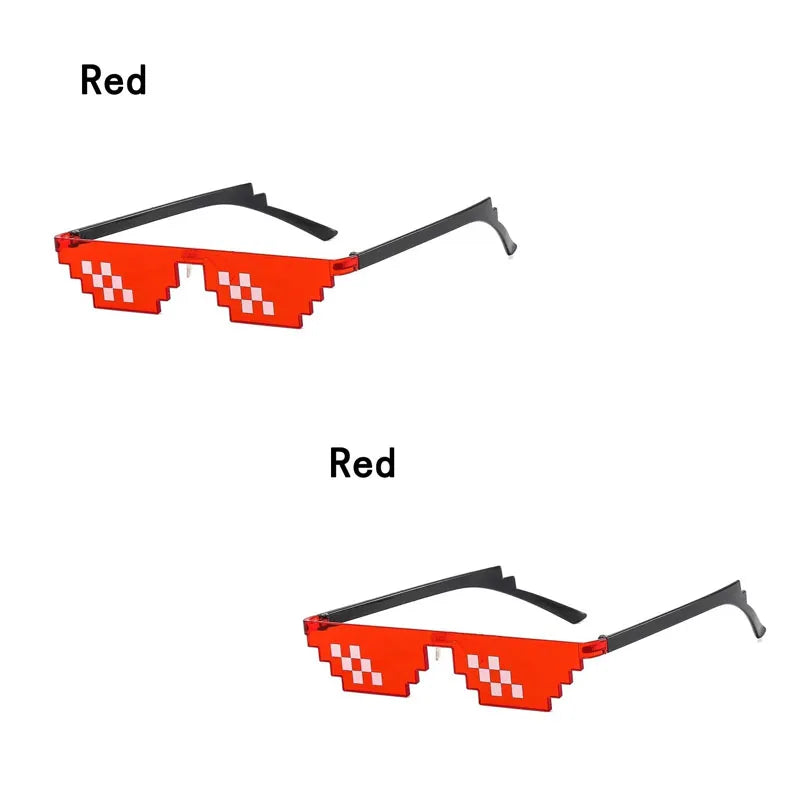 1/2/3pcs Mosaic Funny Party Glasses Festival Party Photo Props Anime Pixel Glasses Pixelated-Meme Decor Favor Funny Creative Oasis Select 2pcs Red
