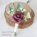 Boutonnieres Flowers Artificial White Roses Silk Ivory Corsage Buttonhole Groomsmen Boutonniere for Men Wedding Accessories Oasis Select Dark Cameo Brown