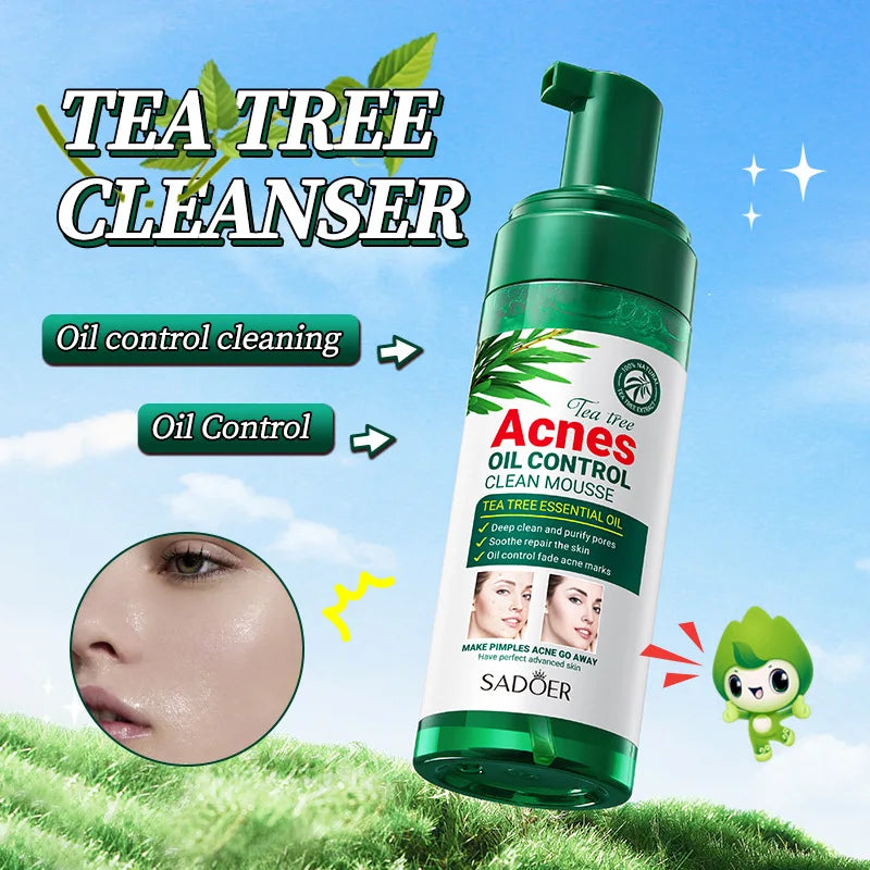 Tea Tree Mousse facial cleanser 150g bubble cleansing Refreshing Oil Control Soothing Skin Exfoliation Moisturizing Face Oasis Select