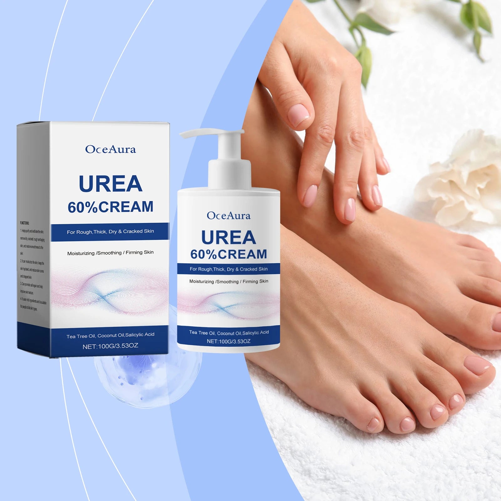 60% Urea Care Foot Cream Heel Moisturizing Soft Relieve Drying Cracked Remove Calluses Dead Skin Removal Hand Foot Skin Care Oasis Select