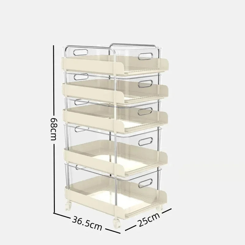 Multi-functional trolley storage cabinet floor storage rack bathroom multi-layer drawer storage box rack Oasis Select Five-layer pulley