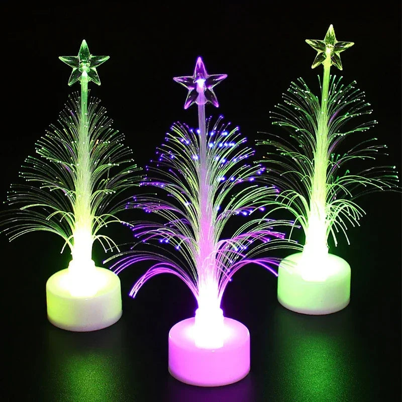 1 PC LED Christmas Fiber Tree Luminous Fiber Optic Christmas Tree Night Light Color-changing Fiber Tree Festival Decorative Lamp Oasis Select