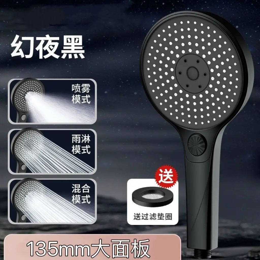 New 135mm Big Panel Shower 3 Modes Adjustable Water Saving Shower High Pressure Showerhead With Filter Bathroom Massage Shower Oasis Select Black Shower B
