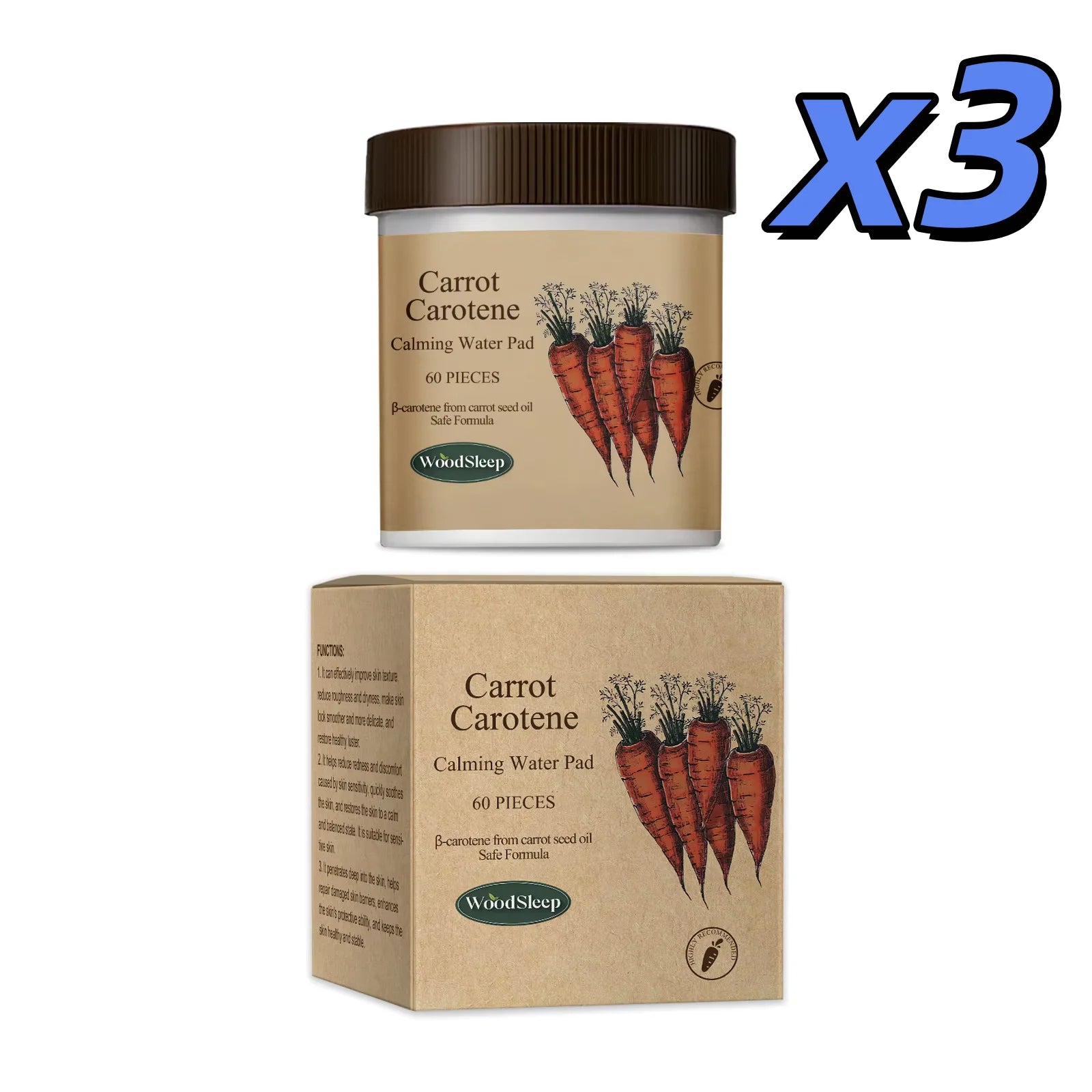 Carotenoid Calming Pads Repairing Damage Hydrating Smoothing Nourishing Firming Brighten Antioxidant Moisturizing Facial Mask Oasis Select 60PIECES boxed x 3