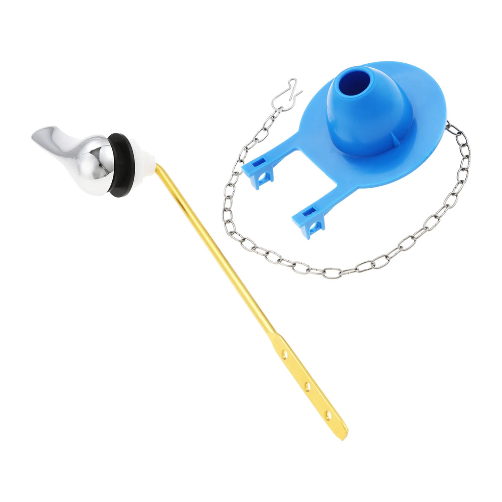 1Set Toilet Tank Handle & Red Flapper Kit,Fits 2" Flush Valves,Brass Plated Plastic,Stainless Steel Chain,Front Mount Tool-Free Oasis Select