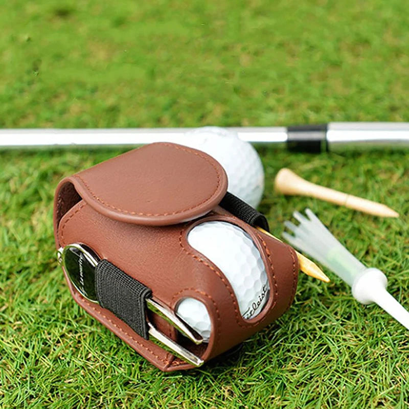 1pc Mini Golf Double Ball Bag PU Small Waist Pouch Holder for Golf Balls and Tees Accessory Oasis Select