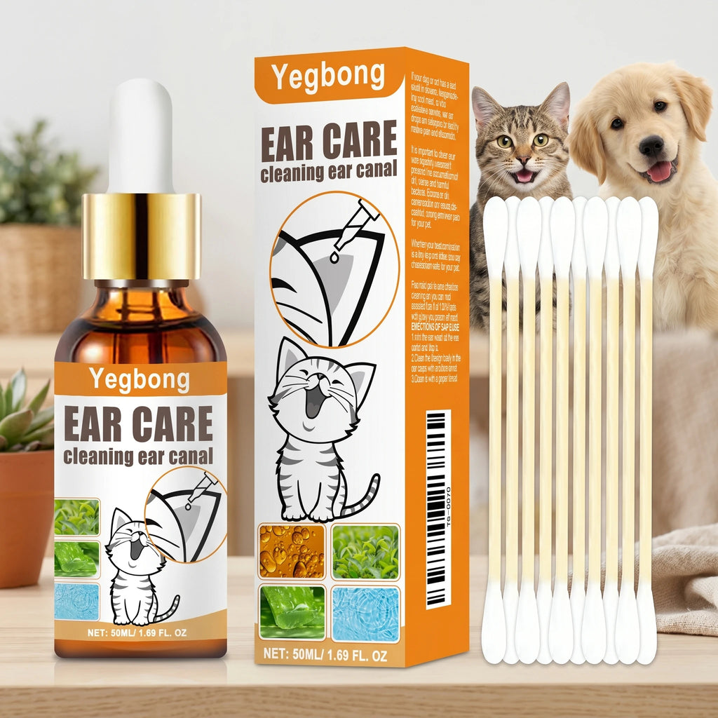 Ear Cleaner Drops Set Wax & Odor Remover Relieve Itching Clean Dirt Reduces Wax Buildup Ear Canal Cleaning Solution for Dogs Cat Oasis Select