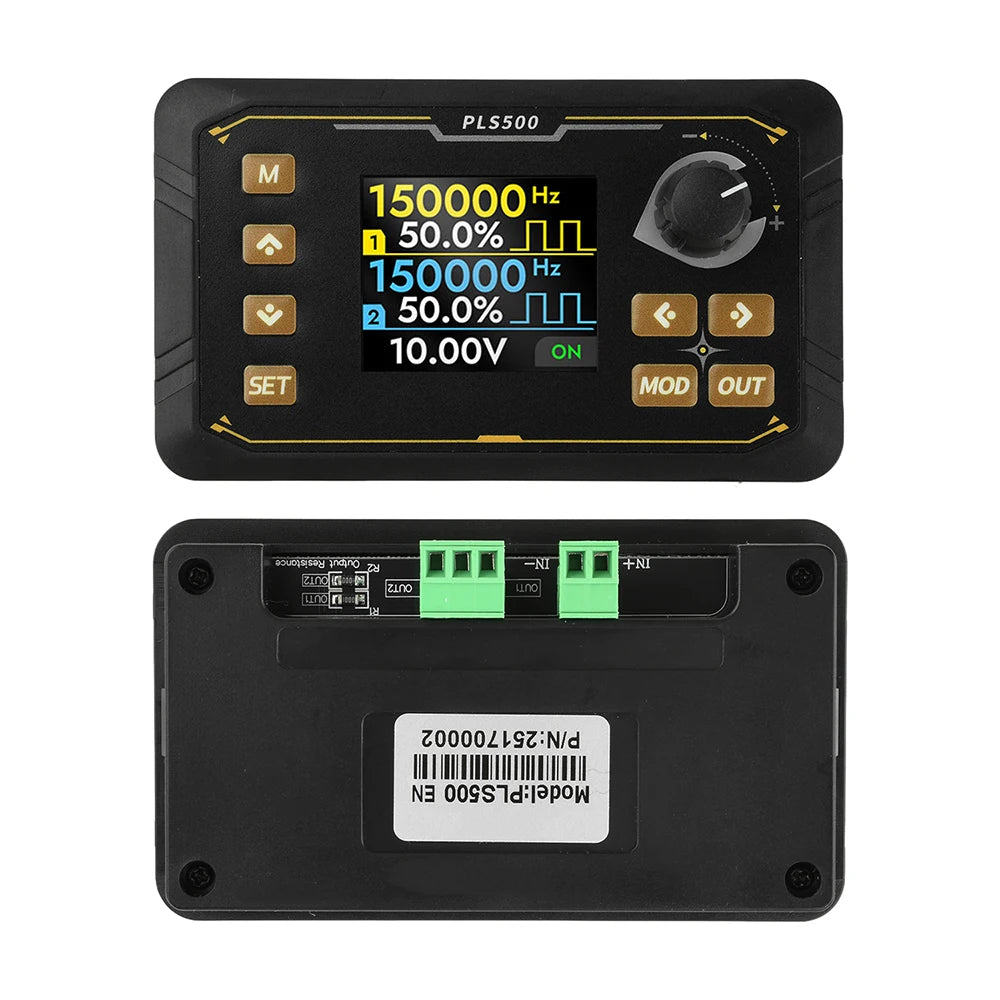 DC5-24V PLS500 Dual Channel Pulse PWM Signal Generator 1Hz~500kHz with Adjustable Dead Time and Programmable Support Switching Oasis Select