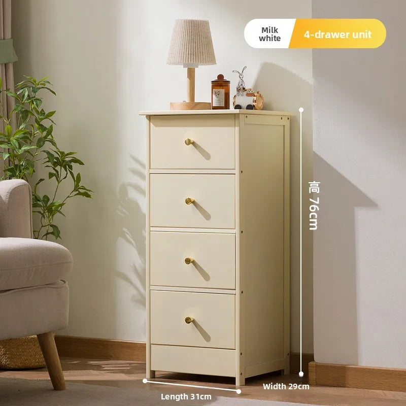 Bookcase storage cabinet chest cabinet lattice cabinet children's log storage bedside table multi-layer dining side cabinet Oasis Select Milk White 4