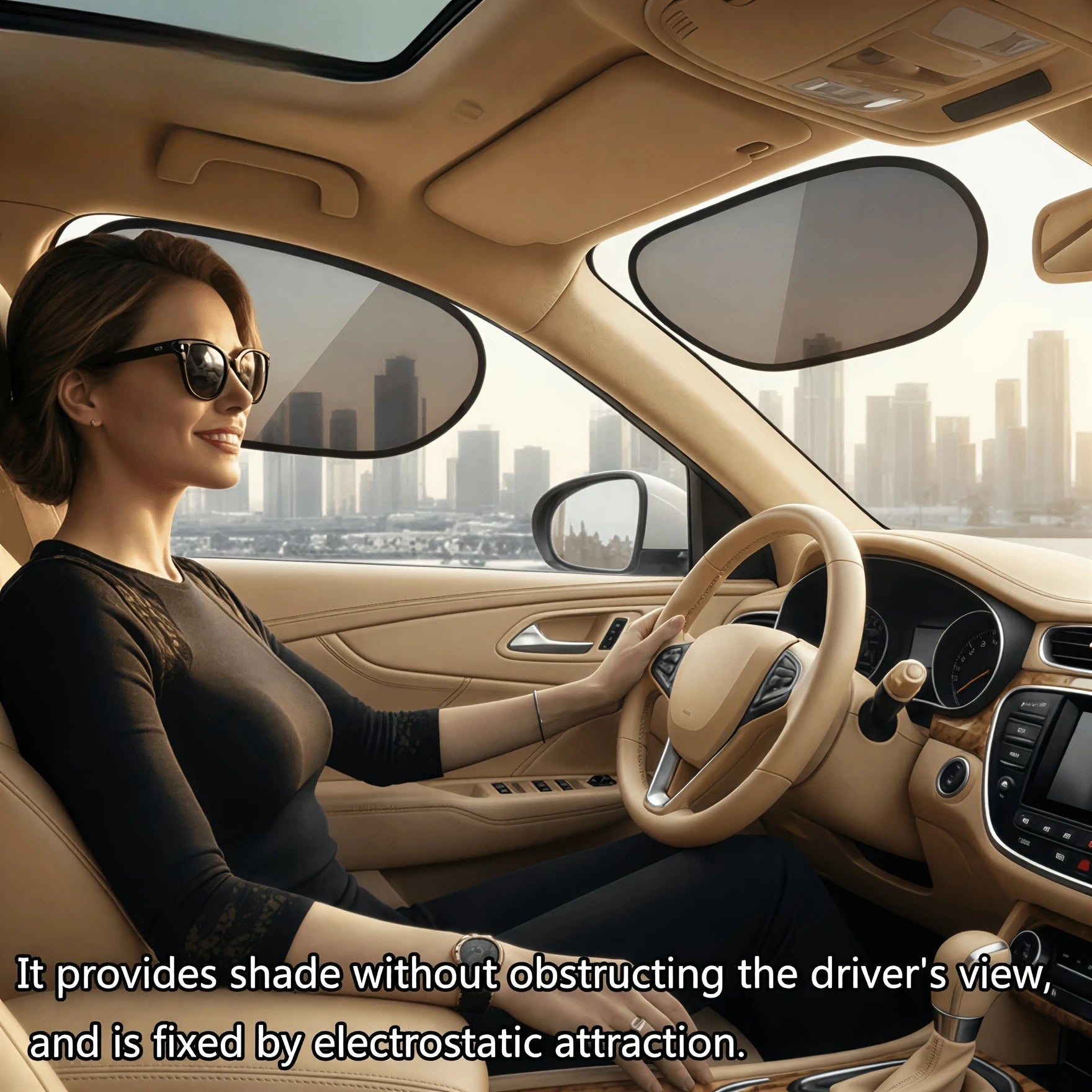 2pcs Car Sunshade, Anti-Glare & UV Protection, Blocks Sunlight Without Blocking Vision,Fit for Front/Rear/Side Windows & Sunroof Oasis Select