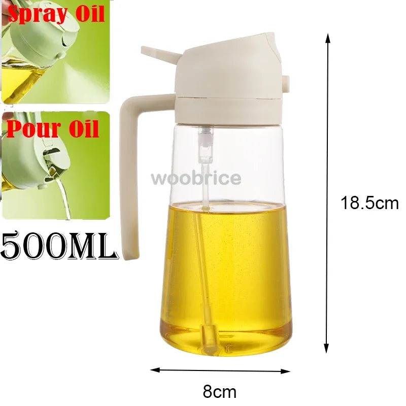 2 in 1 Kitchen Oils Spray Bottle Olive Sprayer Oil Spray Oil Sprayer Plastic for Cooking BBQ Baking Oils Dispenser Accessories Oasis Select 2use white 500ml