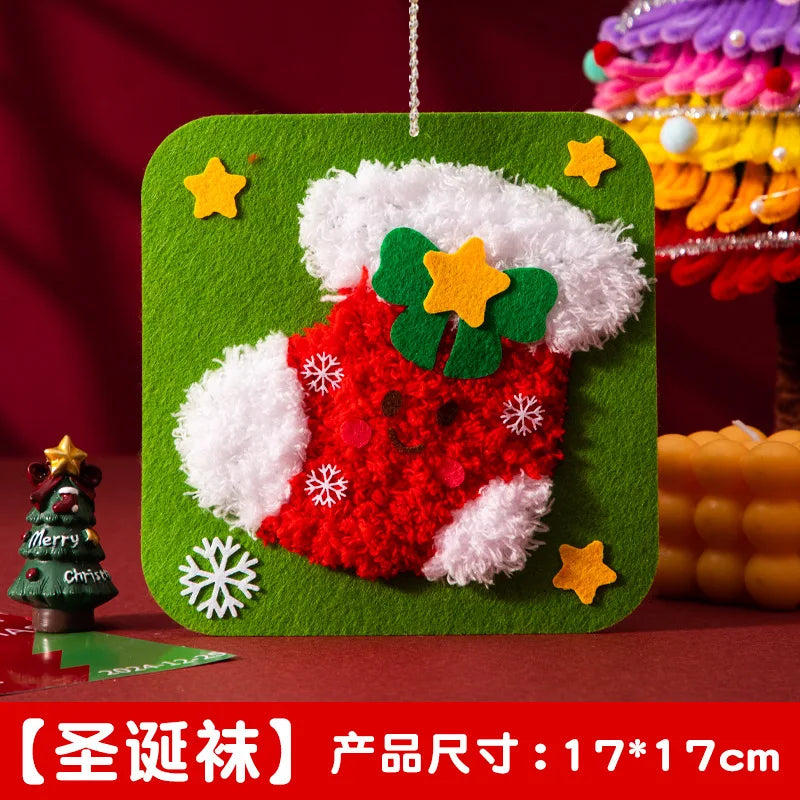 Christmas Gifts Non-woven Fabric Sewing Fun Thread Drawing Christmas Tree Children's Diy Handmade Material Toys Oasis Select Christmas stockings