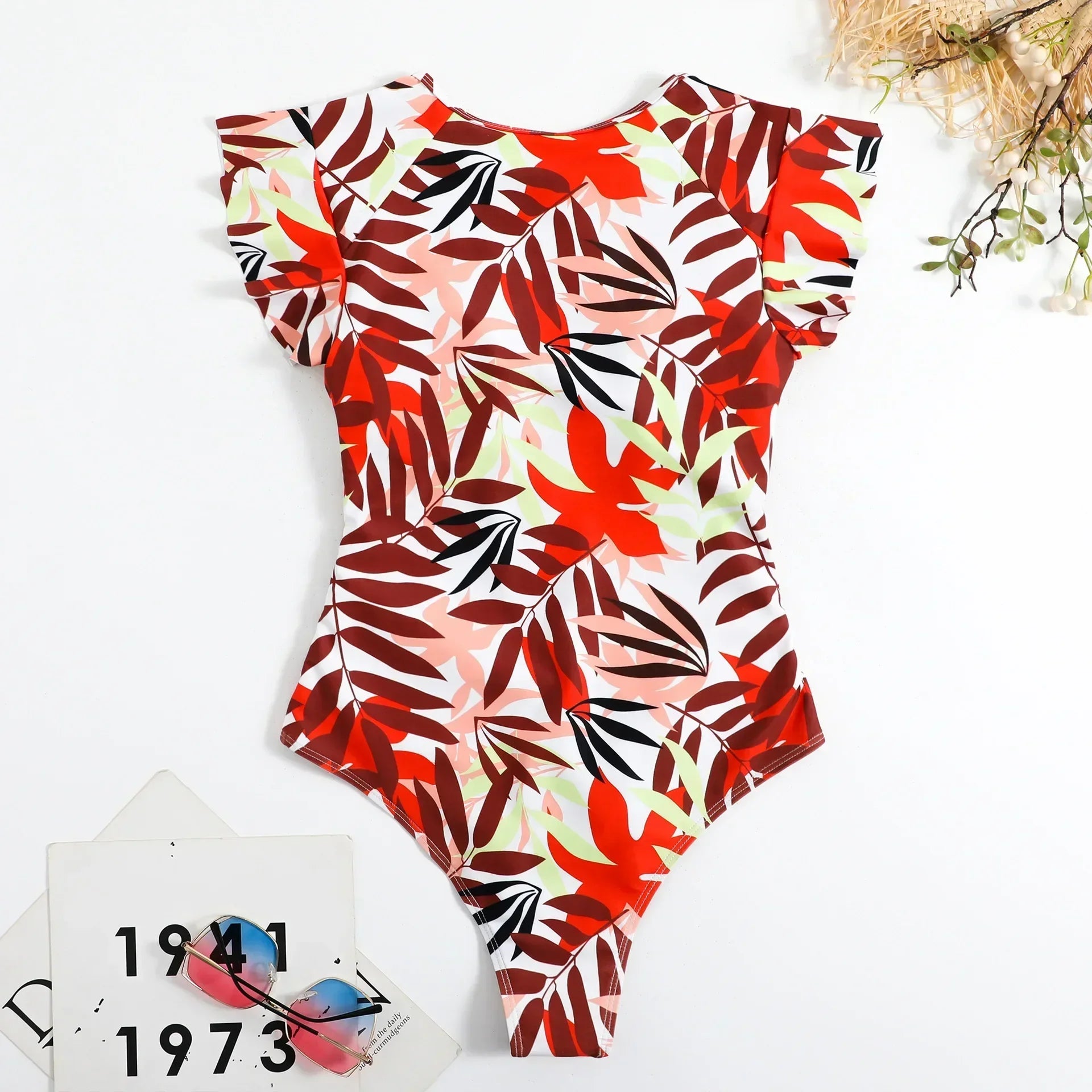2024 Fashion Short Dress One-piece Swimsuit Zipper Swimsuit Sexy Bikini Women's Thickened Printed Swimming Beach Wear Summer Oasis Select