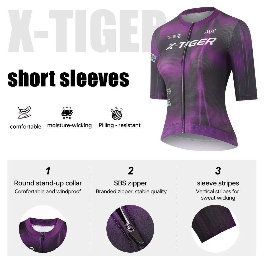 X-TIGER Womens Cycling Jersey Short Sleeve Breathable Cycling Tops Quick-Drying Full Zipper Team Mountain MTB Bike Jersey Shirts Oasis Select