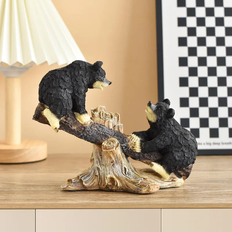 Black Bear Display Home Living Room TV Cabinet Porch Decoration Home Decor Desk Accessories Oasis Select