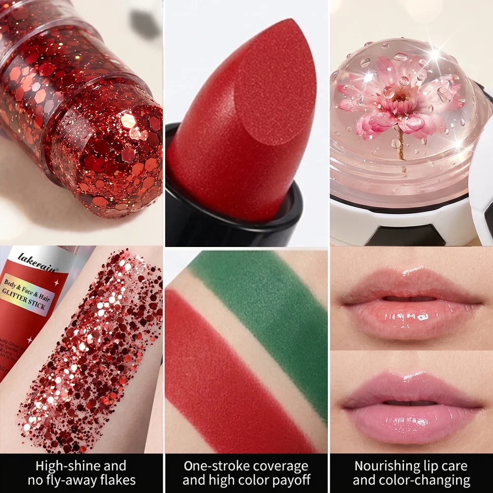 Face Paint Stick & Glitter Stick Set Lasting Moisturizing High Pigment Multifunctional for Sport Festival Party Cosplay Makeup Oasis Select