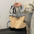 Large Quilted Chain Tote Bag – Velvet Shoulder Bag for Women