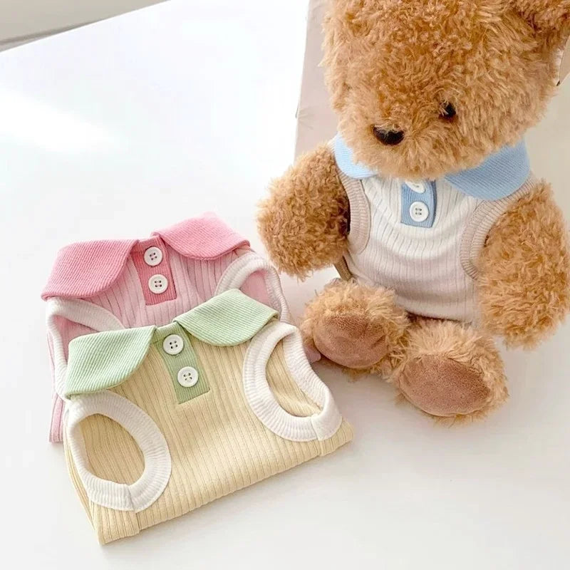 Autumn Pet Dog Polo Shirt Breathable Dog Clothes Fashion Puppy Vest Cute Solid Cat Shirt Soft Pet Costumes Macaroon Color Oasis Select