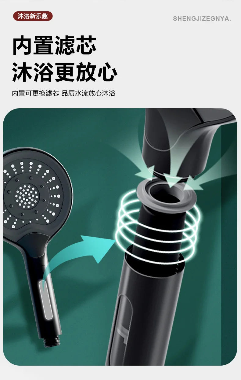 New Excellent Super Boost Black 3 Modes SPA Shower Head Water Saving Rainfall Anion Filter Big Flow Shower Bathroom Accessories Oasis Select