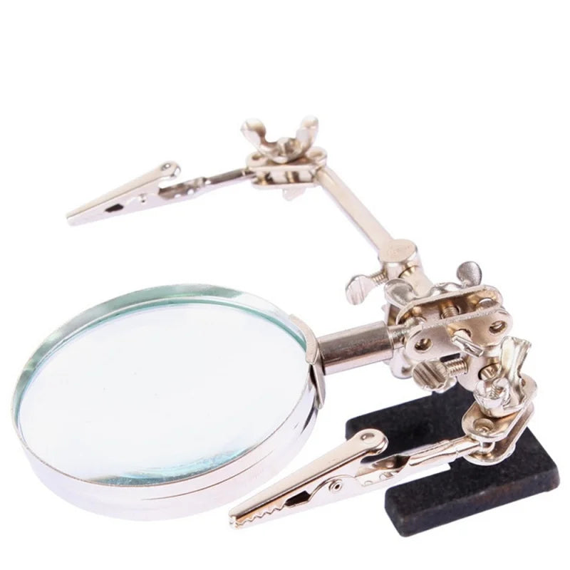 Soldering Iron Station Stand With Welding Magnifying Glass Clip Clamp Third Hand Helping Desktop Magnifier Soldering Repair Tool Oasis Select