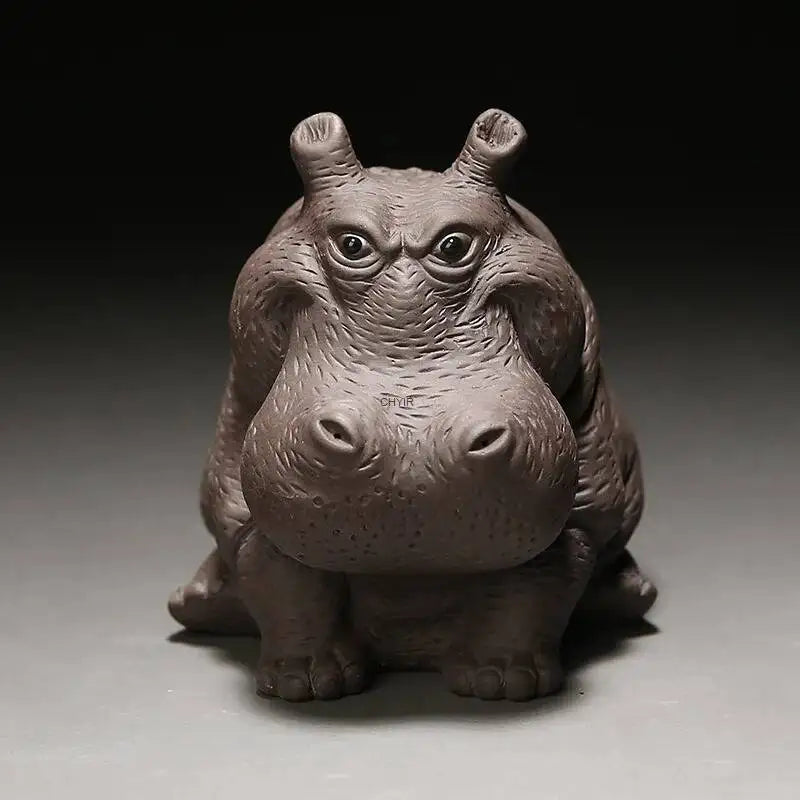 Hippo Purple Clay Tea Pet Wealth-attracting Handcrafted Tea Play Tea play Accessory Chinese Style Tea Pet Oasis Select