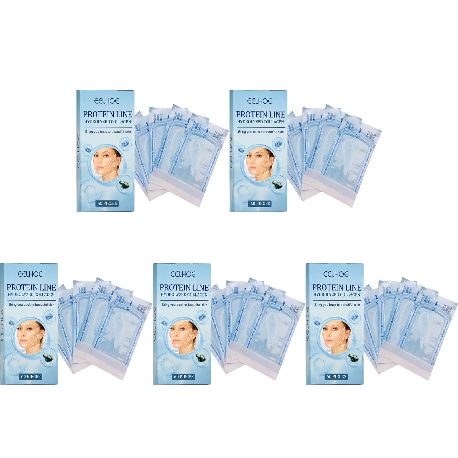 60Pcs Gold Protein Line Fade Wrinkle Firming Facial No Needle Absorbable Smoothing Hydrolyzed Collagen Thread Serum Oasis Select 300Pcs