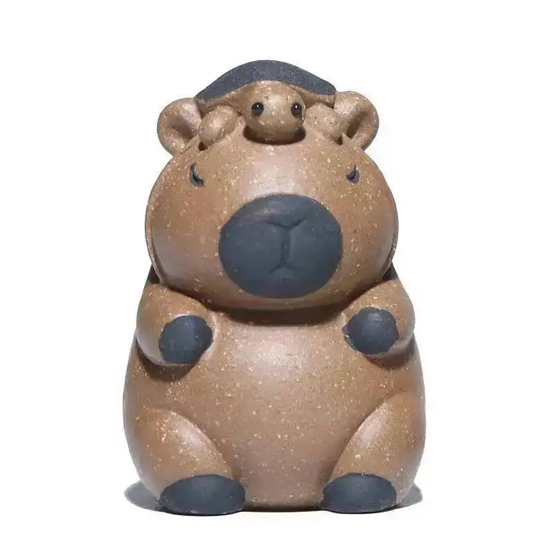 Zisha Tea Pet Animal Healing Cute Adorable Yuanbao Capybara Small Ornament Turtle Decoration Чаепитие Oasis Select