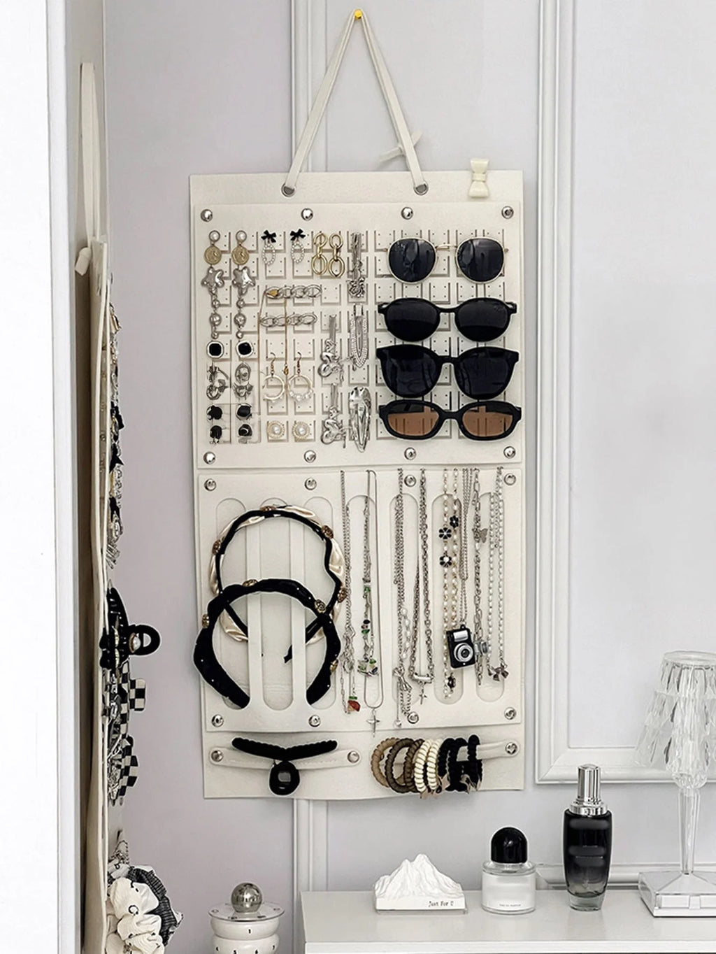 1pc Felt Hanging Jewellery Organiser, Necklace Ring Earrings Storage Bag, Simple Multifunctional Felt Jewellery Display Case Oasis Select