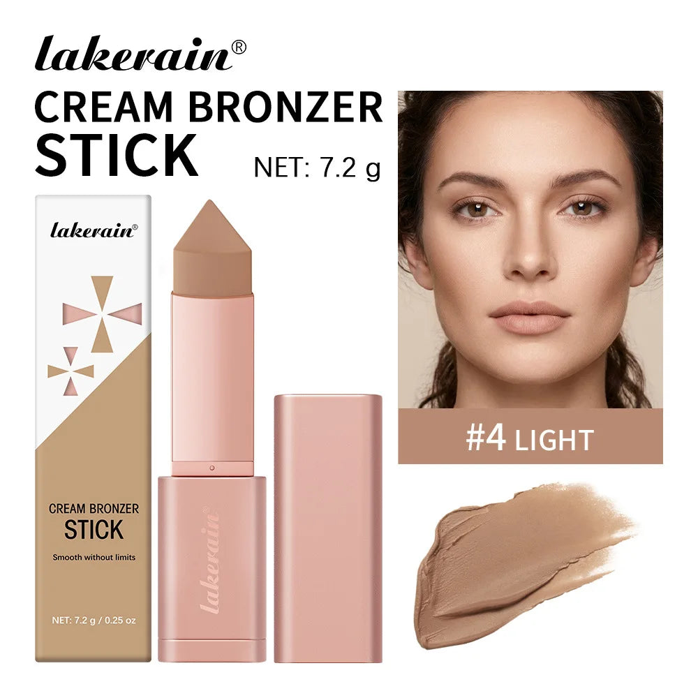 7.2gTriangle Cream Bronzer Stick, Multi-function Contour Highlighter Stick, 3D Face Shading Brightening Makeup Oasis Select light