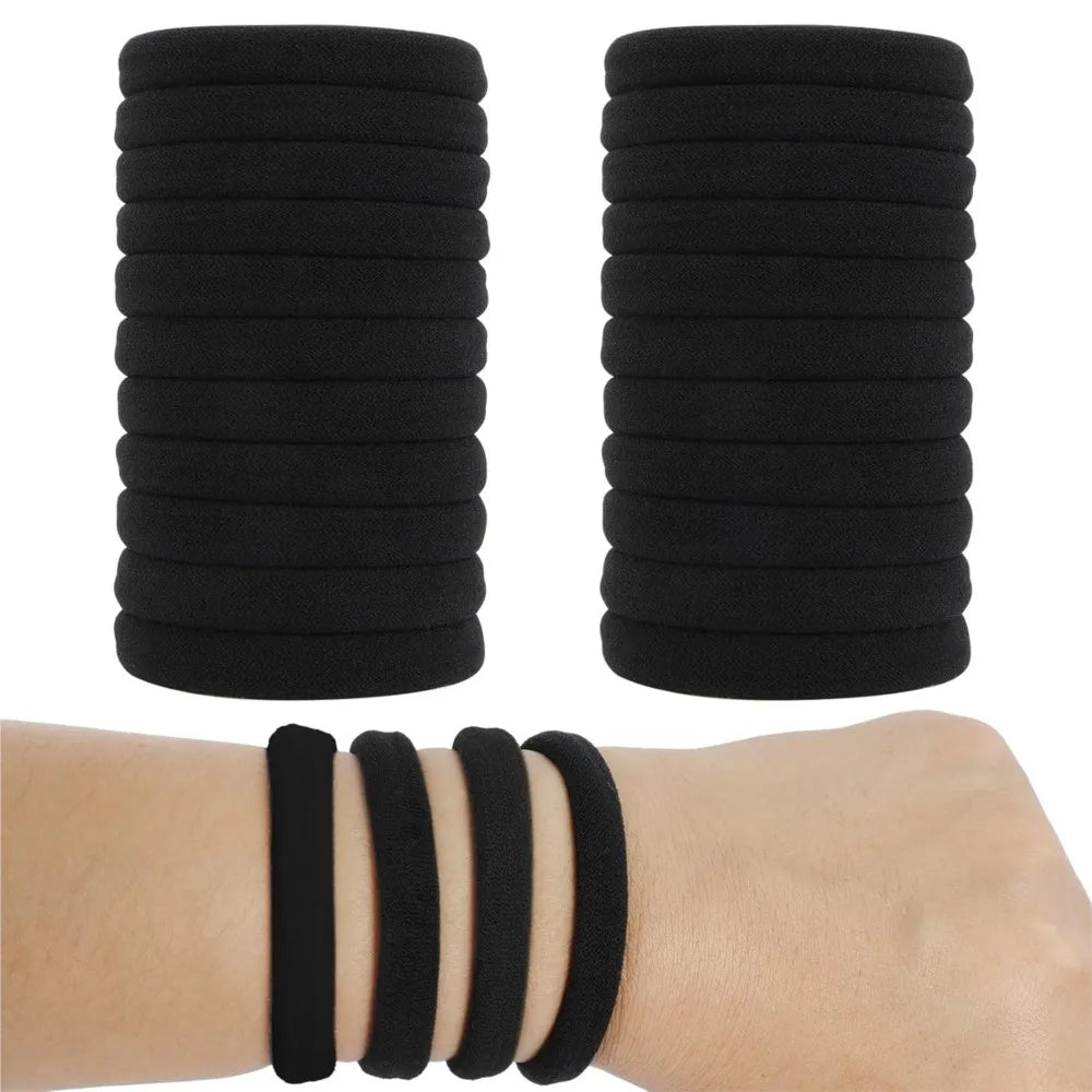 10/100pcs Black Hair Ties, No Damage Seamless Hair Ties Ponytail Holders Elastics Hair Accessories for Women Girls Oasis Select