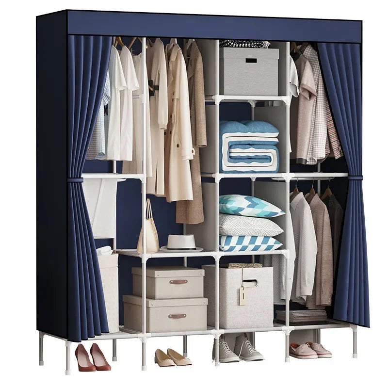 Cloth wardrobe steel pipe bold reinforcement zipper fully enclosed single dormitory wardrobe non-woven wardrobe Durable Oasis Select