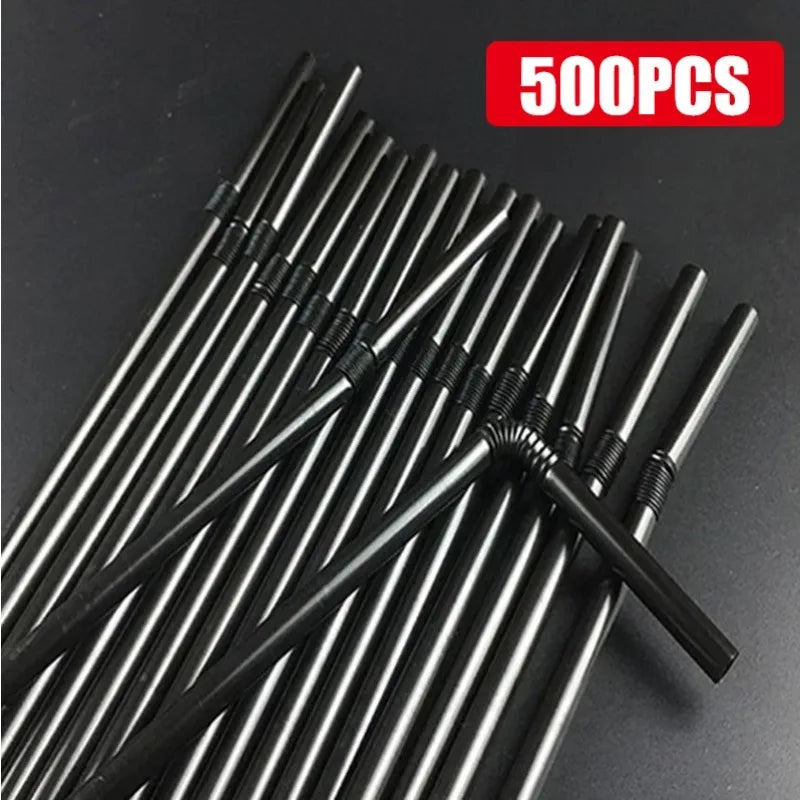 Multicolor Fluorescent Straws Bendable Drinking Straws Beverage Kunststof Straws Wedding Decor Kitchen Beverage Party Supplies Oasis Select black5