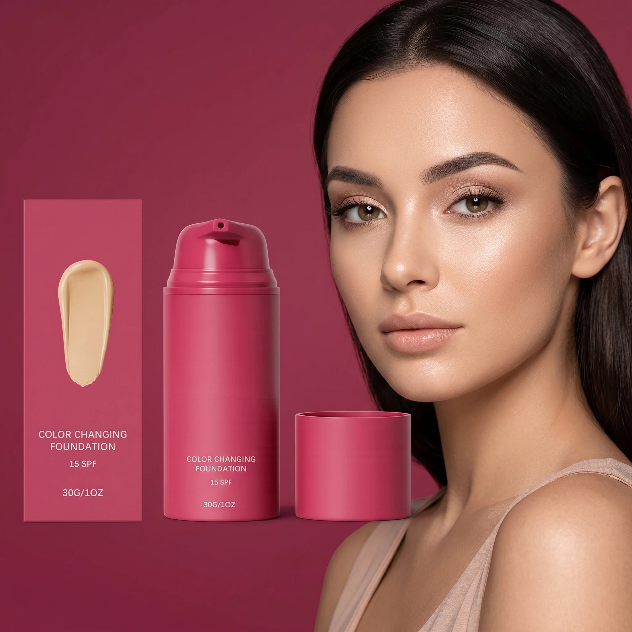 Color Changing Foundation Natural Color Spf15 Sun Protection Makeup Full Coverage Even Skin Tone Lightweight Moisturizing Makeup Oasis Select