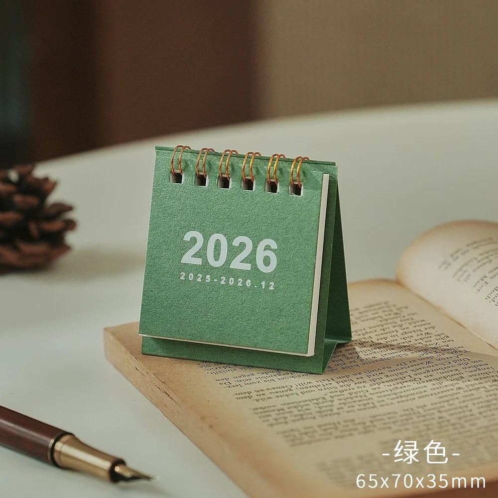 2026 Mini Desktop Calendar Creative Planning Desk Calendar for School, Dormitory, Room, Desktop Decoration, Office Stationery Oasis Select green
