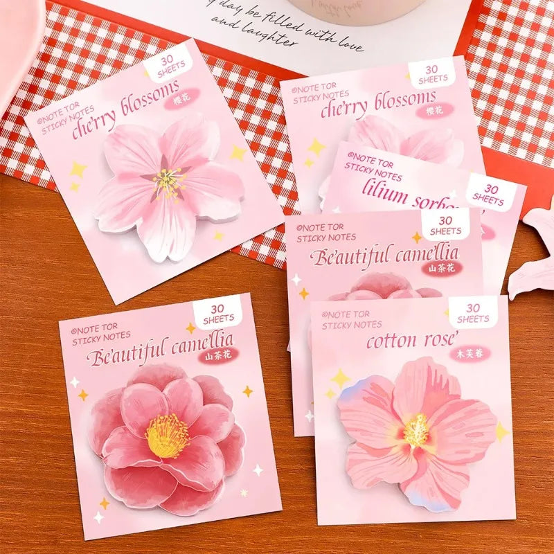 30 Sheets Kawaii Adhesive Cute Flowers Notes Notepad Memo Pad Office School Supplies Stationery Sticker Memo Pad Oasis Select