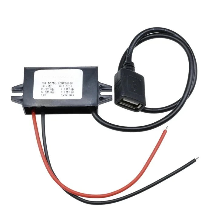 12V to 5V 3A 15W DC-DC Male Female Micro USB Adapter Step Down Buck Converter Power Supply Auto Protection Car Power Oasis Select Single Square USB 12V24V 5V3A