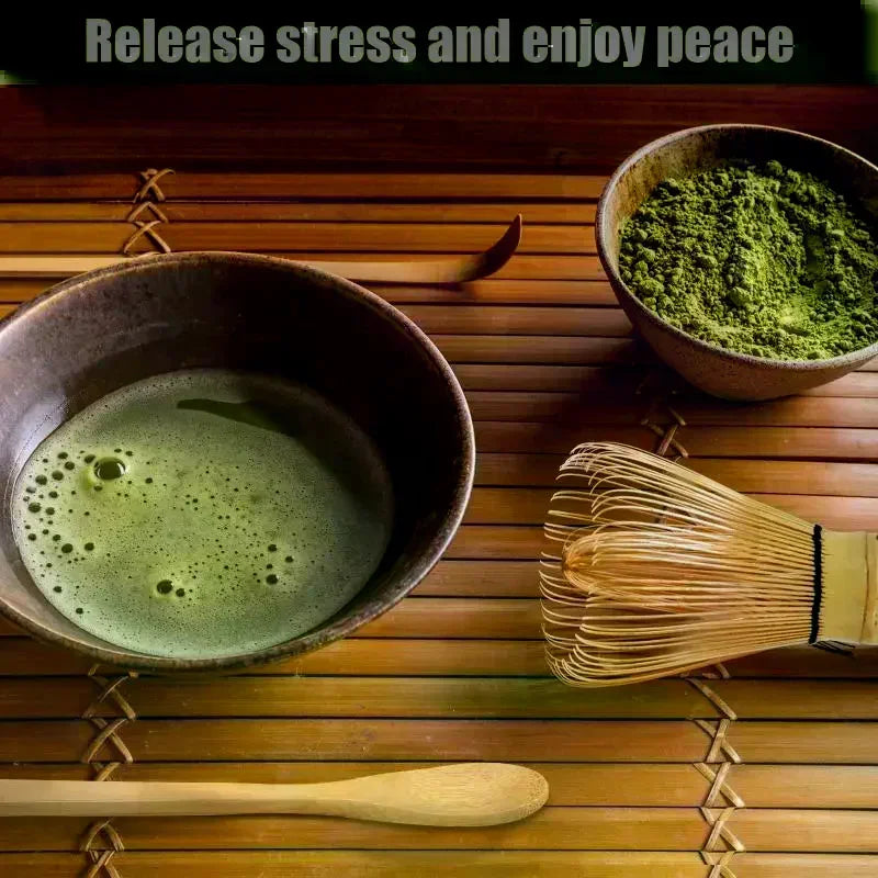 4Pcs Handmade Bamboo Matcha Whisk Set with Traditional Deep Scoop Tea Strainer Clear Storage Holder for Japanese Tea Ceremony Oasis Select