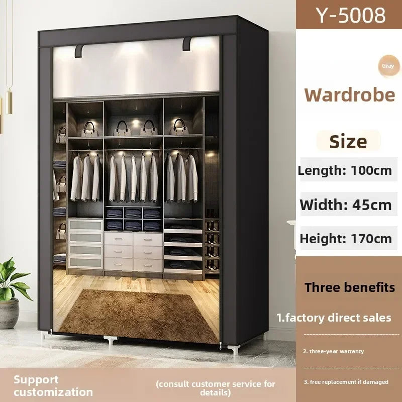 Multi-functional Spot Simple Wardrobe Bedroom Rental Home Home Hanger Storage Folding Storage Dust Cloth Wardrobe Durable Oasis Select