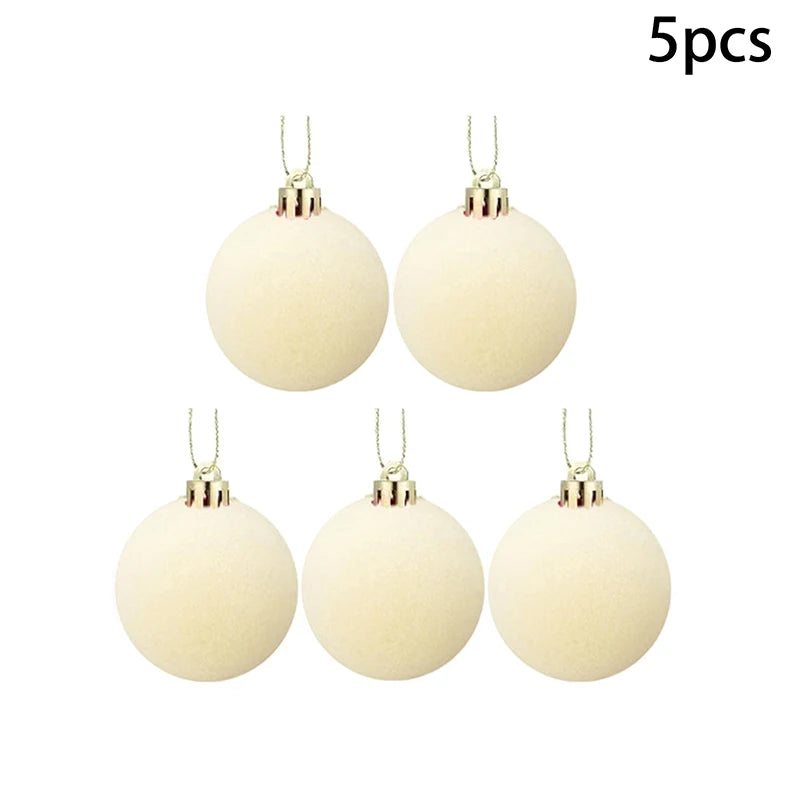 Velvet Christmas Ball Ornaments Red & White Xmas Tree Decor