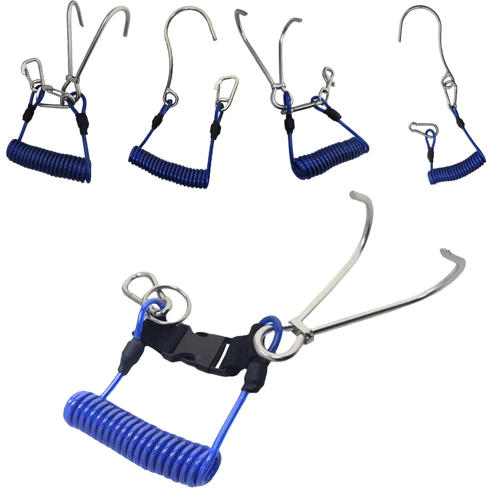 Scuba Diving Reef Double Hook Spiral Coil Lanyard Drift Hook Diver Underwater Safety Tool Oasis Select