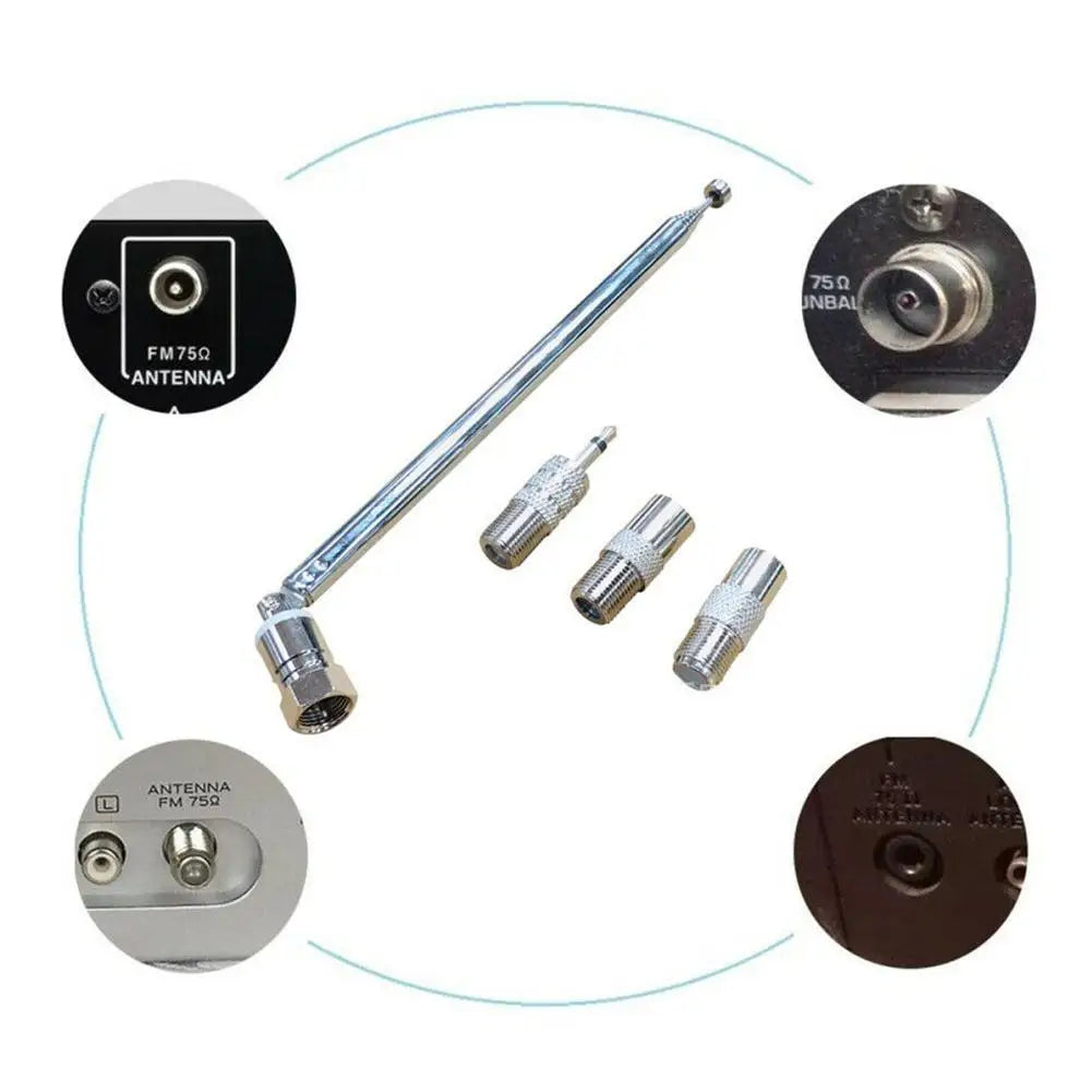Telescopic FM Radio Antenna – 3.5mm, PAL & F-Type Adapters