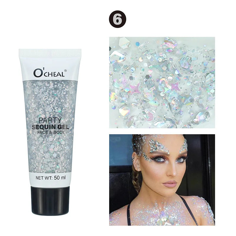 Party Sequin Glitter Gel – Waterproof & Sweat-Proof Body Glitter Body Glitter Gel Oasis Select 6