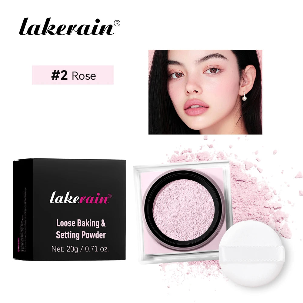 Loose Setting Powder And Puff Set Oil Control Long Lasting Natural Face Smooth Matte Finish Loose Powder Makeup Cosmetics Oasis Select Rose And Puff