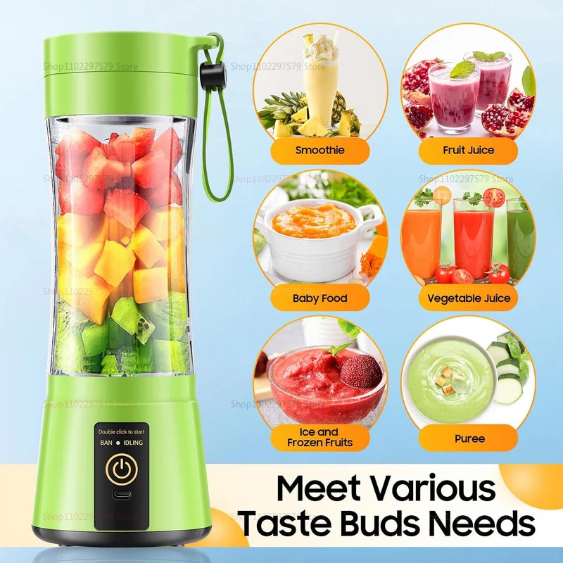 USB Rechargeable Portable Electric Juicer Blender 380ml Compact Kitchen Mini Juicer Smoothie Maker Fruit Food Processor Oasis Select
