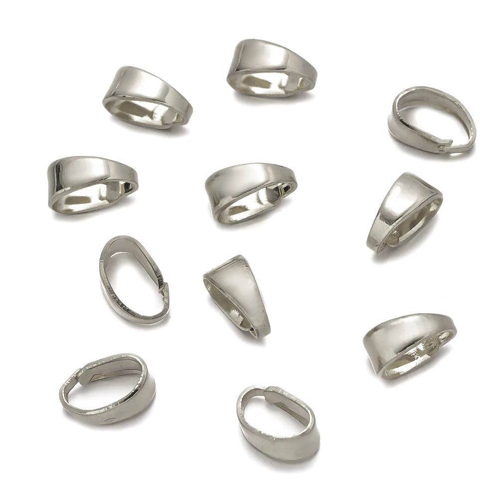 50pcs 18K Gold Plated Pendant Clips Pinch Bail Clasp Hook Connector for Necklaces Bracelets Jewelry Making Supplies Accessories Oasis Select Rhodium