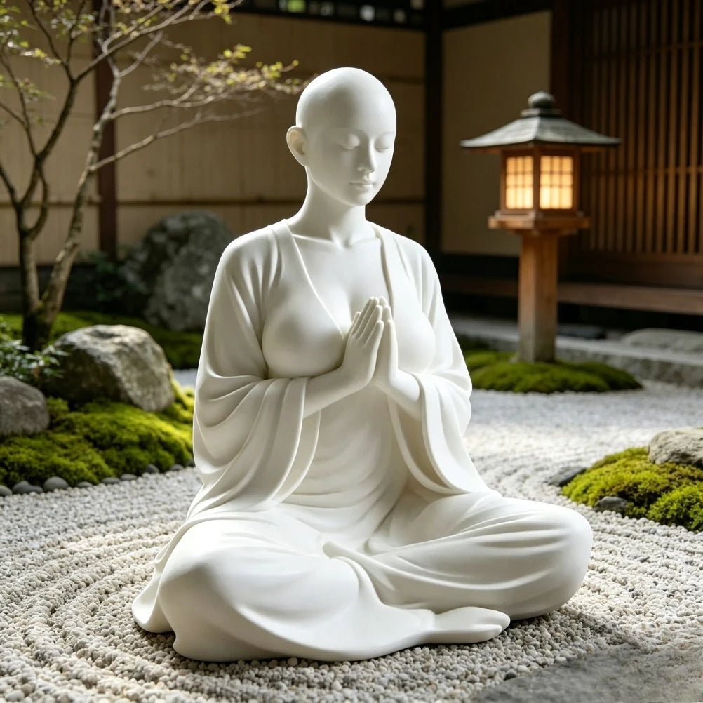 White Zen Meditation Sculpture Minimalist Figurine Spiritual Art Decor Ideal Ornament & Gift for Yoga Room Bedroom Living Room Oasis Select