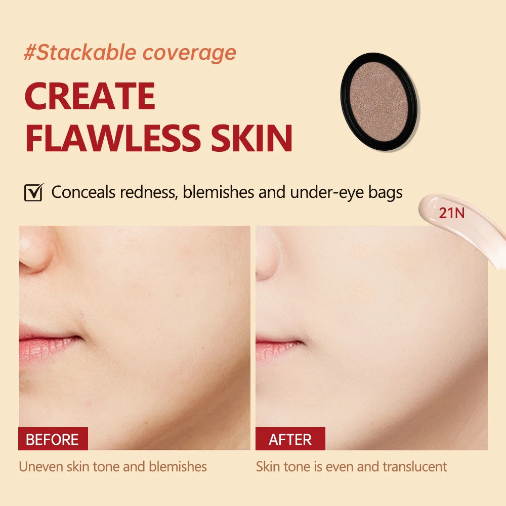 Waterproof Cushion Foundation Refill Long-lasting High Coverage Foundations Korean Makeup CC Cream Foundation Tone Up Cream Oasis Select