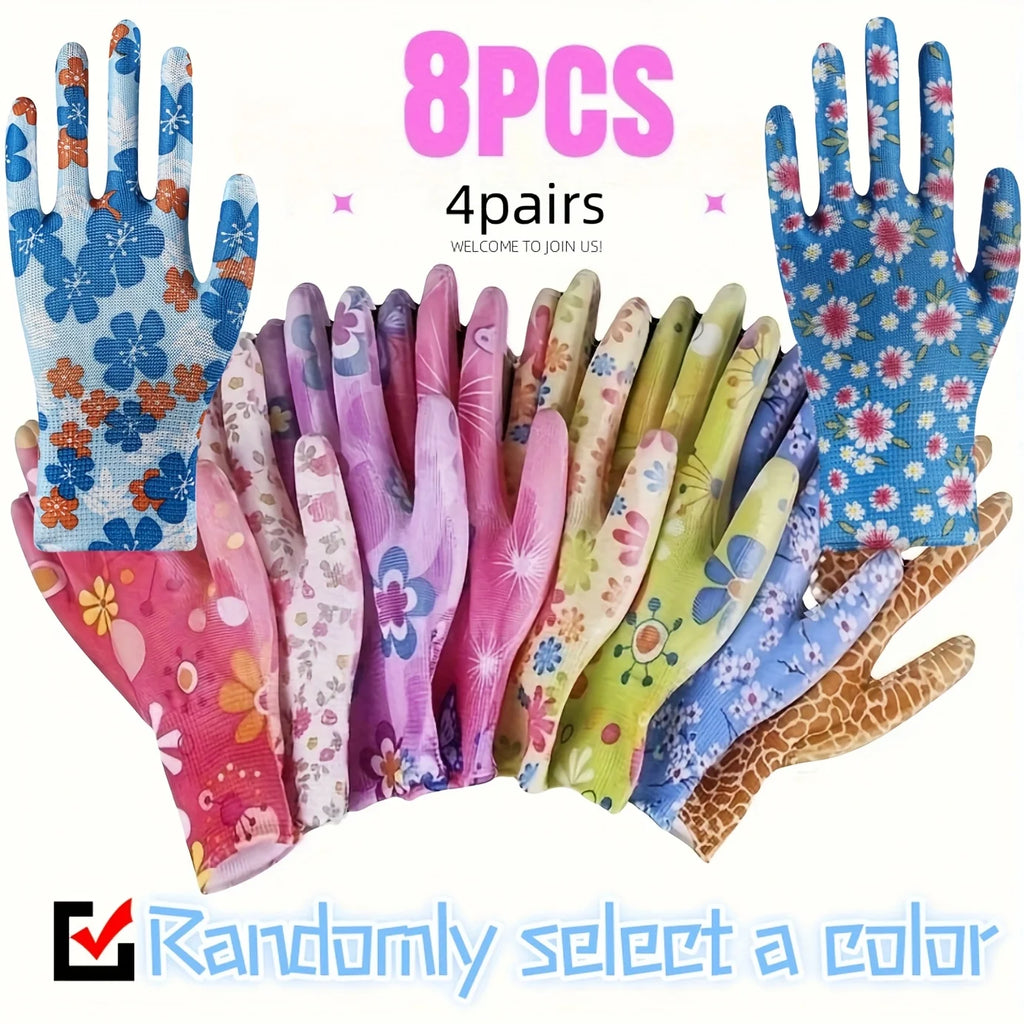 4/8Pairs Ladies' Cleaning Gloves - Suitable for outdoor activities such as cycling, fishing, camping, and home cleaning Oasis Select random color 4Pairs